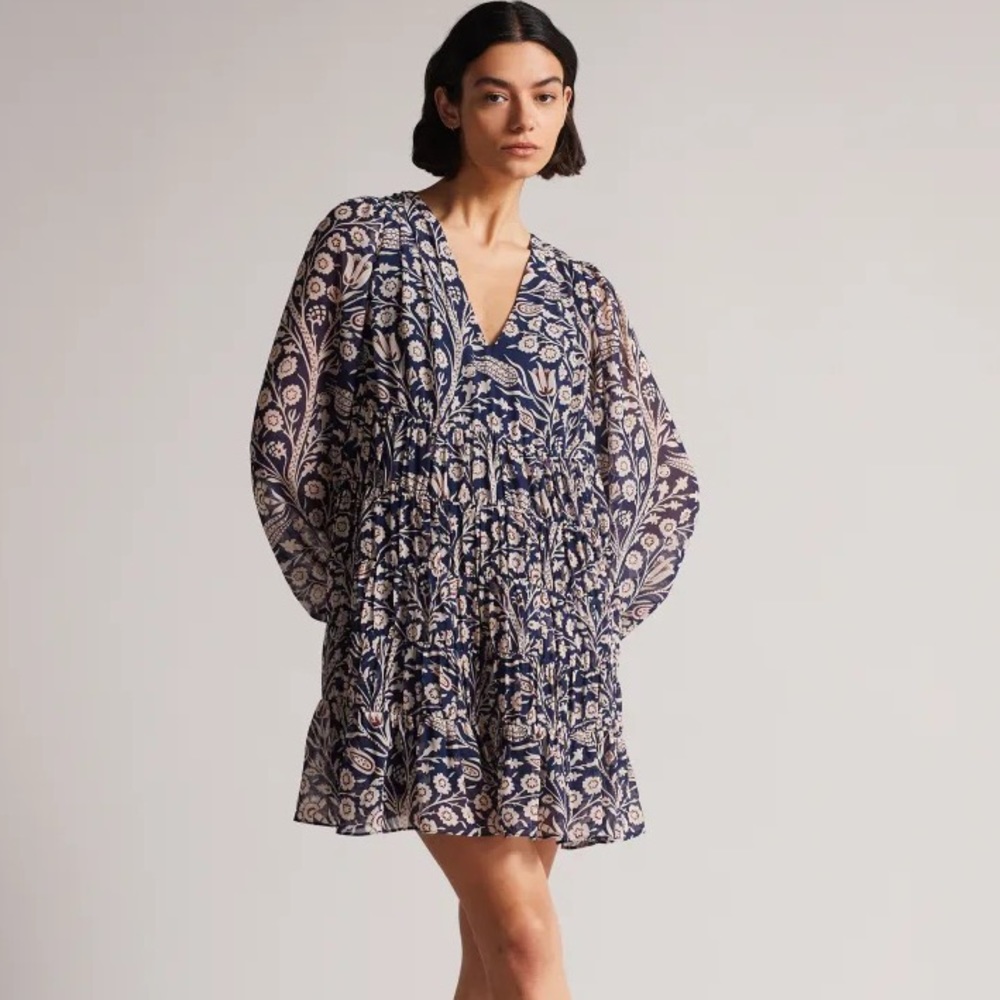 TED BAKER LONDON Tarissa Tiered Long Sleeve Mini Dress